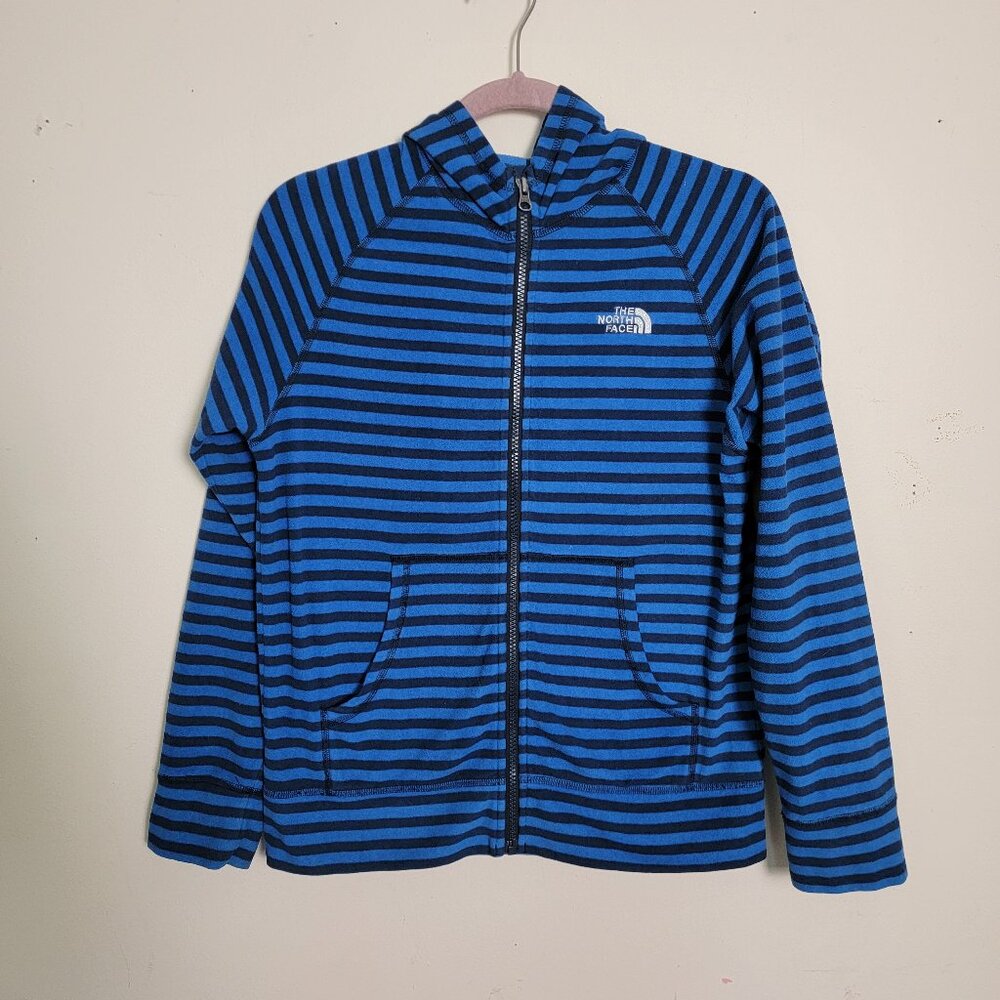 The North Face Blue Striped Full Zip Fleece Size Boys 14/16